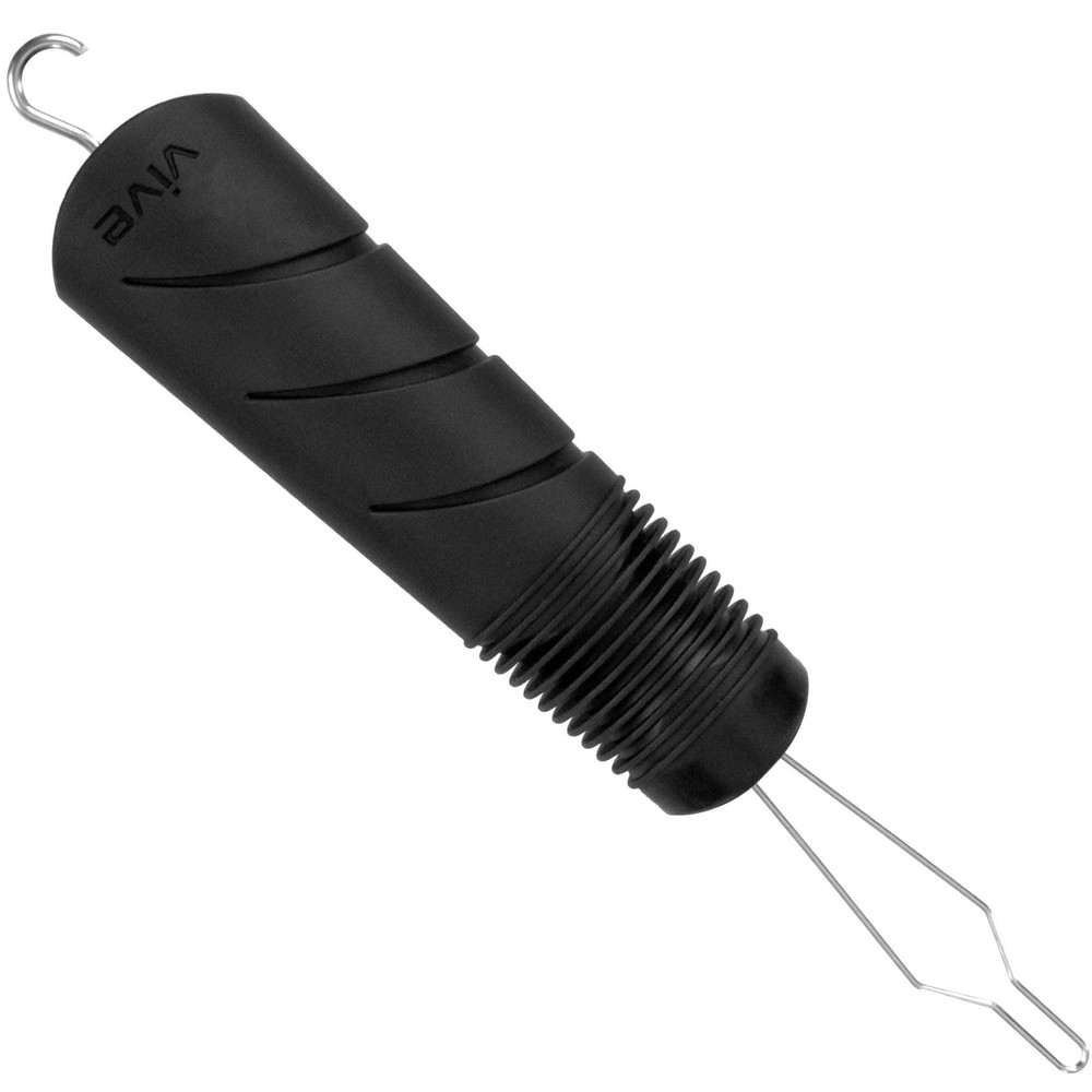 Vive Button Hook with Zipper Pull - Dressing 1 Count (Pack of 1), Black