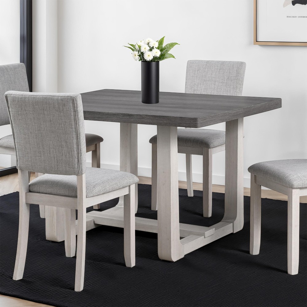 Transitional Style Dining Table 1pc Dining Room Furniture Gray Rectangle Shape