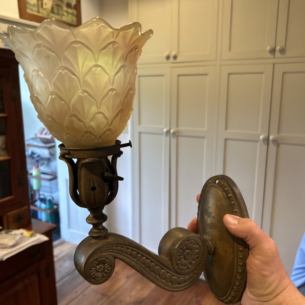 Fantastic Cast Brass Wall Light W Original NUART Shade