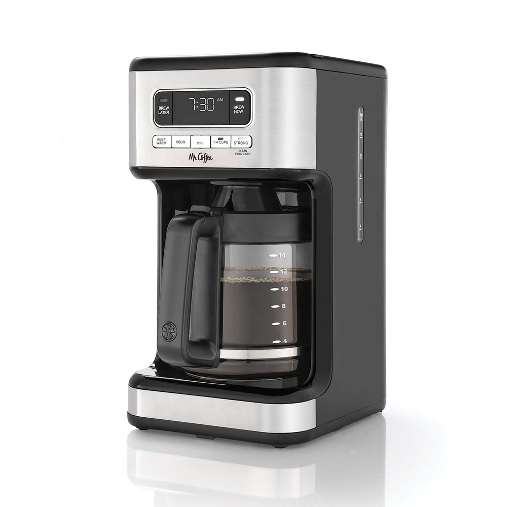 Mr. Coffee 14 Cup Programmable Maker Stainless Steel 14 cup, Silver