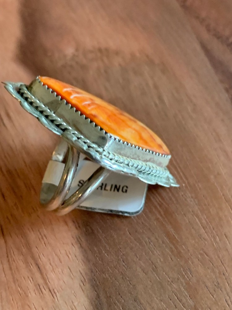 ORANGE ~ SPINY STERLING ~ RING (7.50)