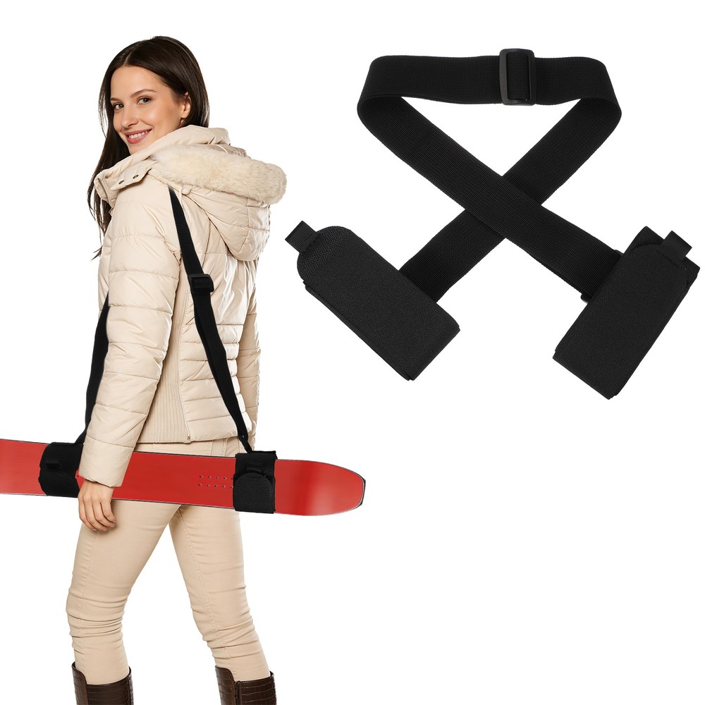 Ski Strap, Adjustable Ski Carrier Shoulder Straps,Black & 45.7"