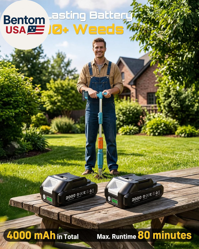 2026 Upgraded Electric Weed Puller Tool, 20V Battery Powered Stand up Weeder wit