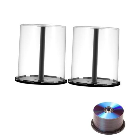 CD/DVD Empty Cake Box Spindle, 2pcs Empty DVD Storage CD Container Cake Box