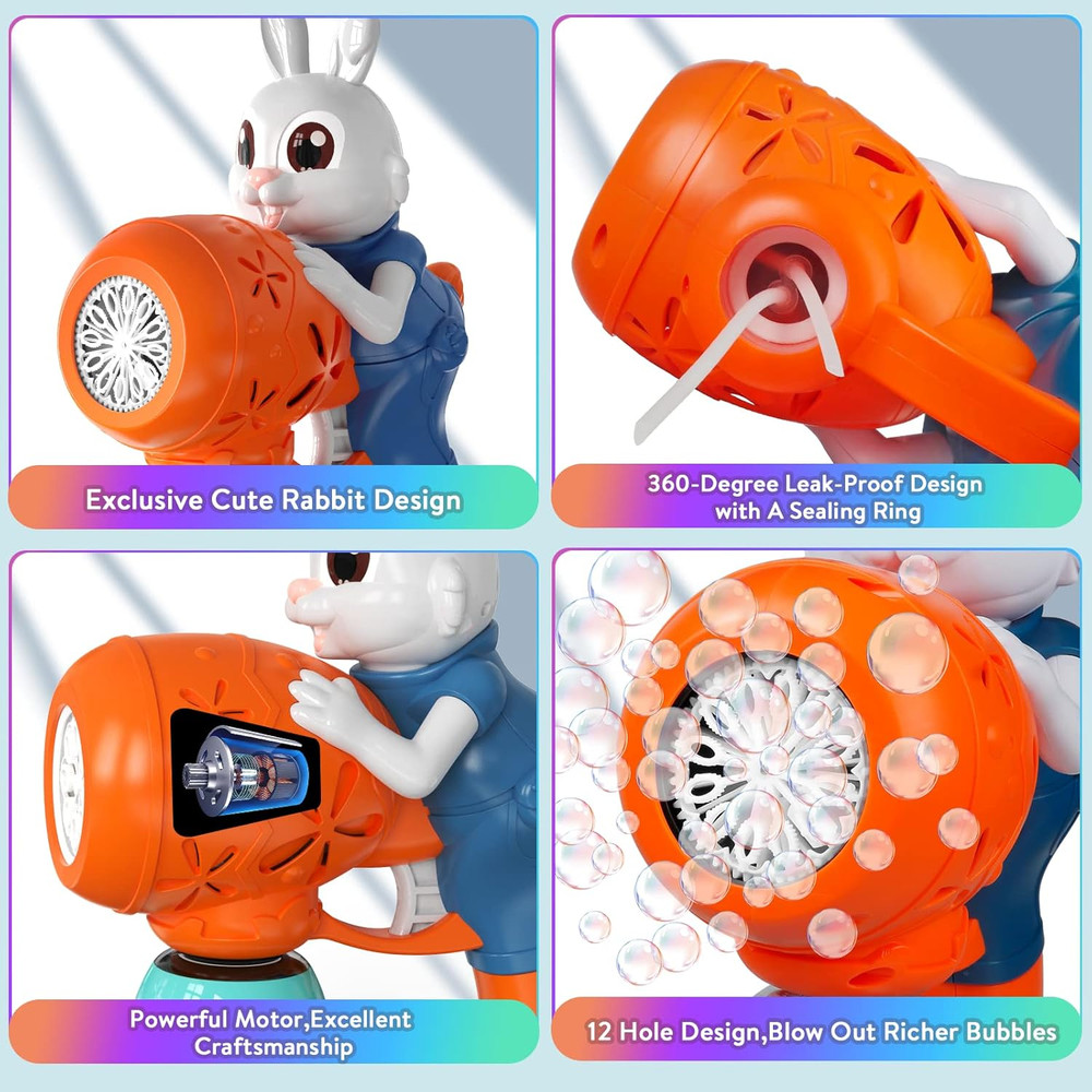 Bubble Guns for Toddlers,2pcs Rabbit Bubble Machine for Kids,Automatic Bubble Bl