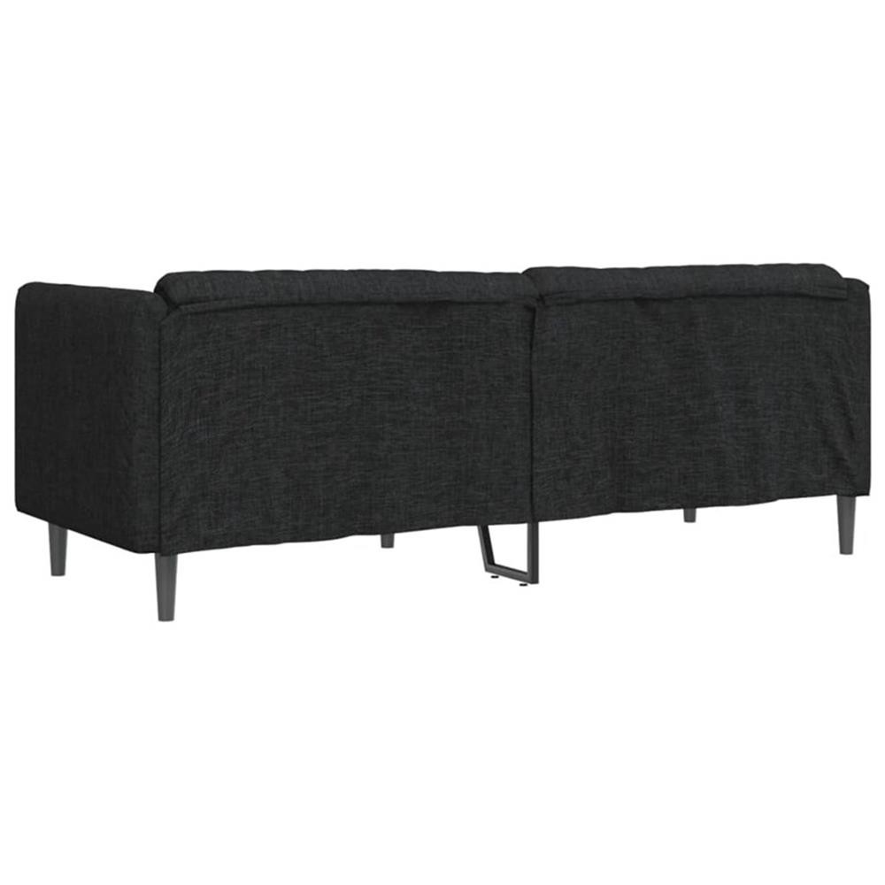 Bowery Hill 3-Seater Rectangular Durable Sofa in Black Polyester