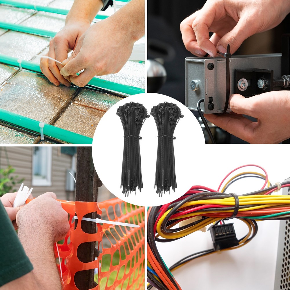 200Pcs 20 Inch x 4 mm Zip Ties, Self-Locking Nylon Wire Cable Ties Black