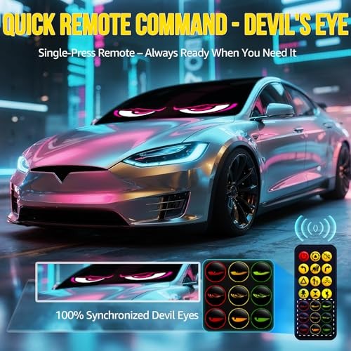 Devil Eyes Light 2PC for Windshield-23.42x4.72IN HCYHNB Programmable LED Eyes