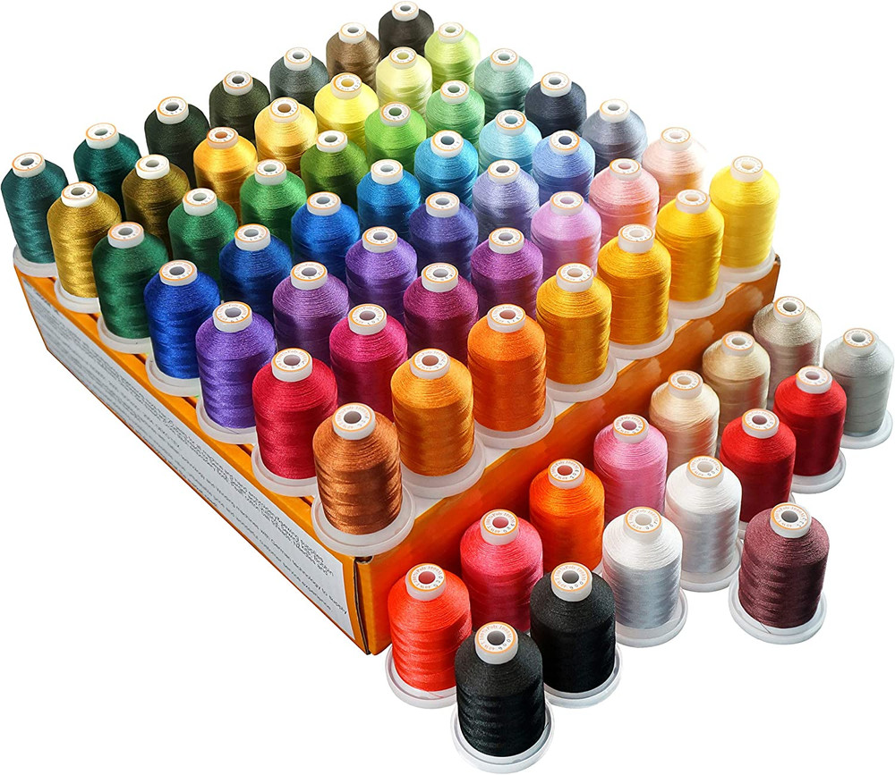 64 Spools 1000M (1100Y) Polyester Embroidery Machine Thread Kit for Professional