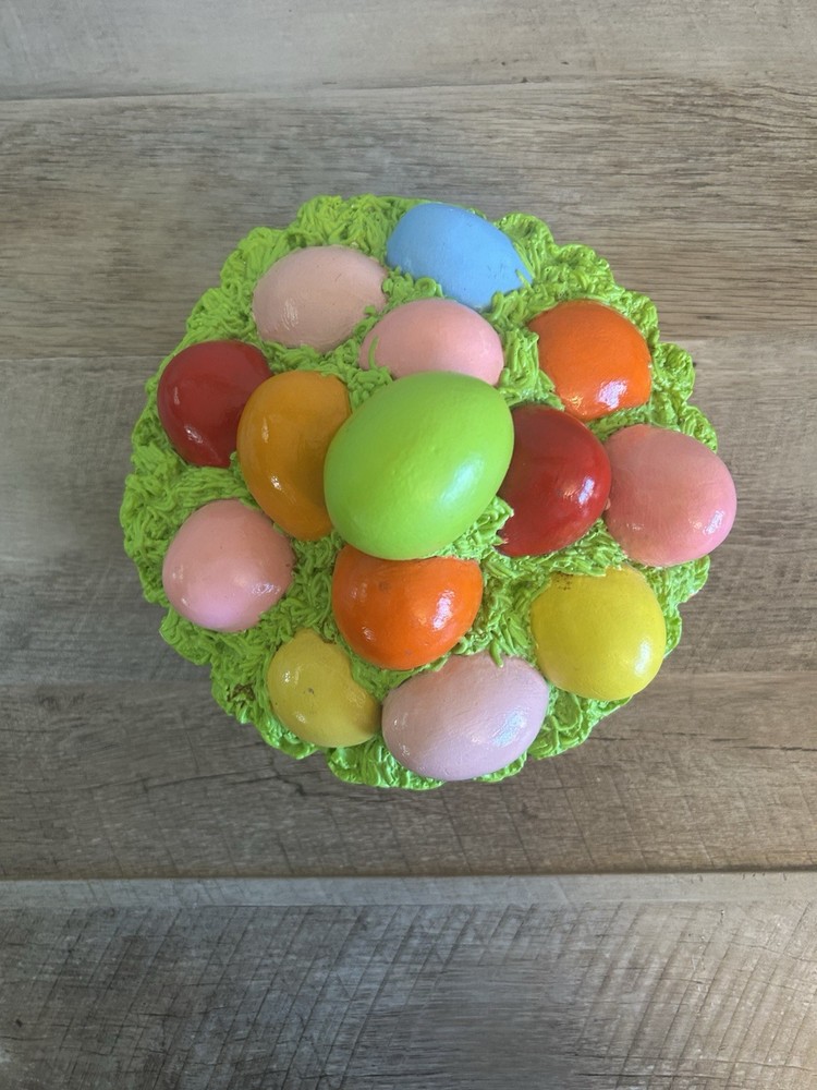 Easter Centerpiece Decor Hand Crafted Pottery Easter Egg Cupcake 6” Long 5” Tall