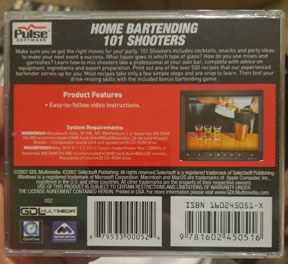 HOME BARTENDING 101 Shooters - WIN MAC CD-ROM Software