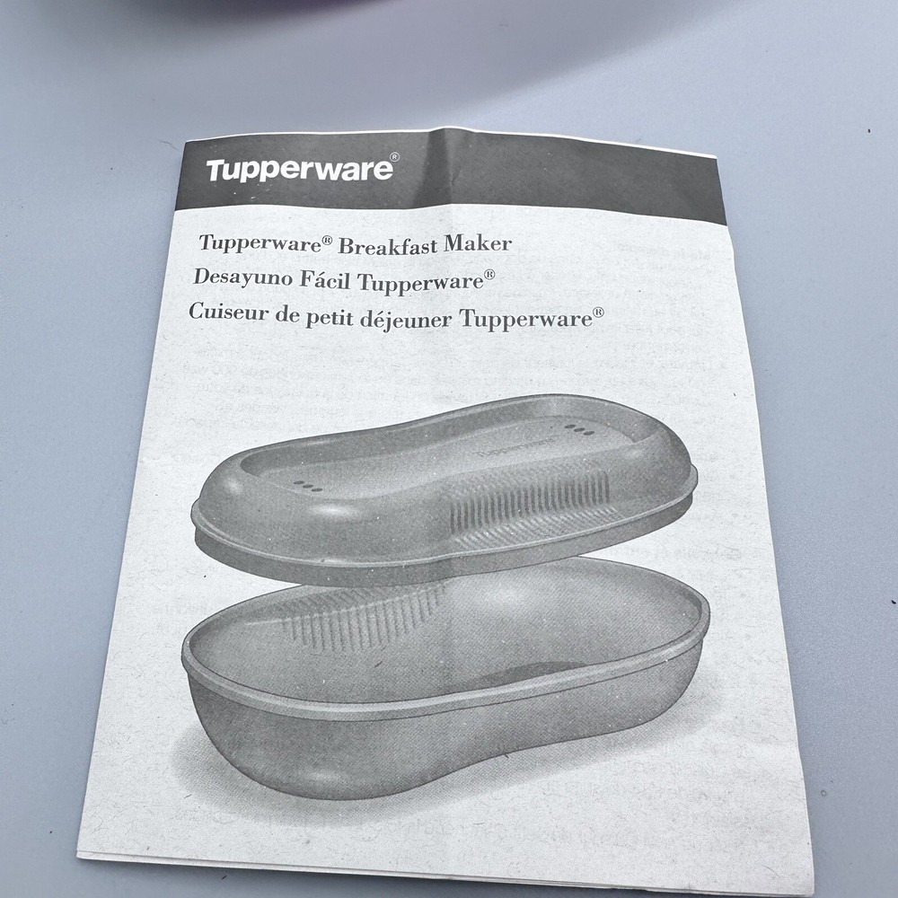 Tupperware Microwave Breakfast Maker Plus Two Egg Inserts Purple New w/ Manual