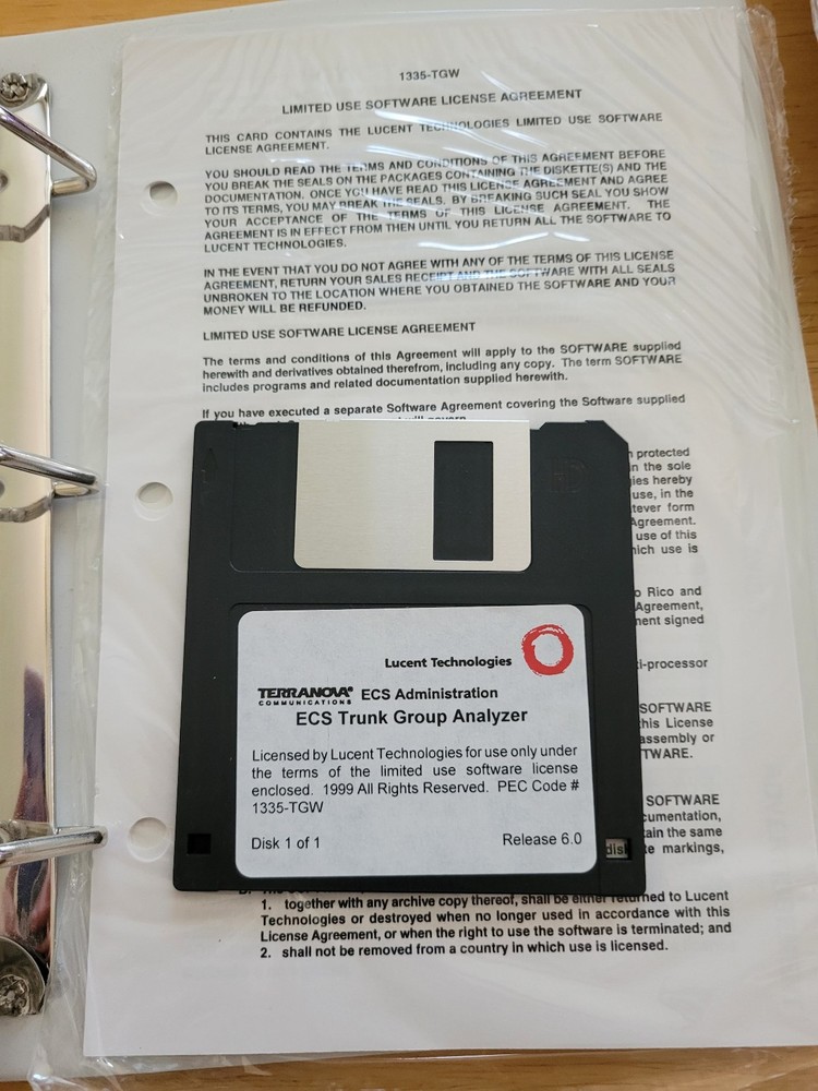 Lucent Technologies Terranova ECS Administration Software + Manual (Read)