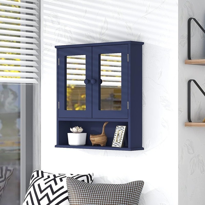 Bathroom Wall Cabinet W/ Mirror Adjustable Shelf Space Saving Storage Organizer