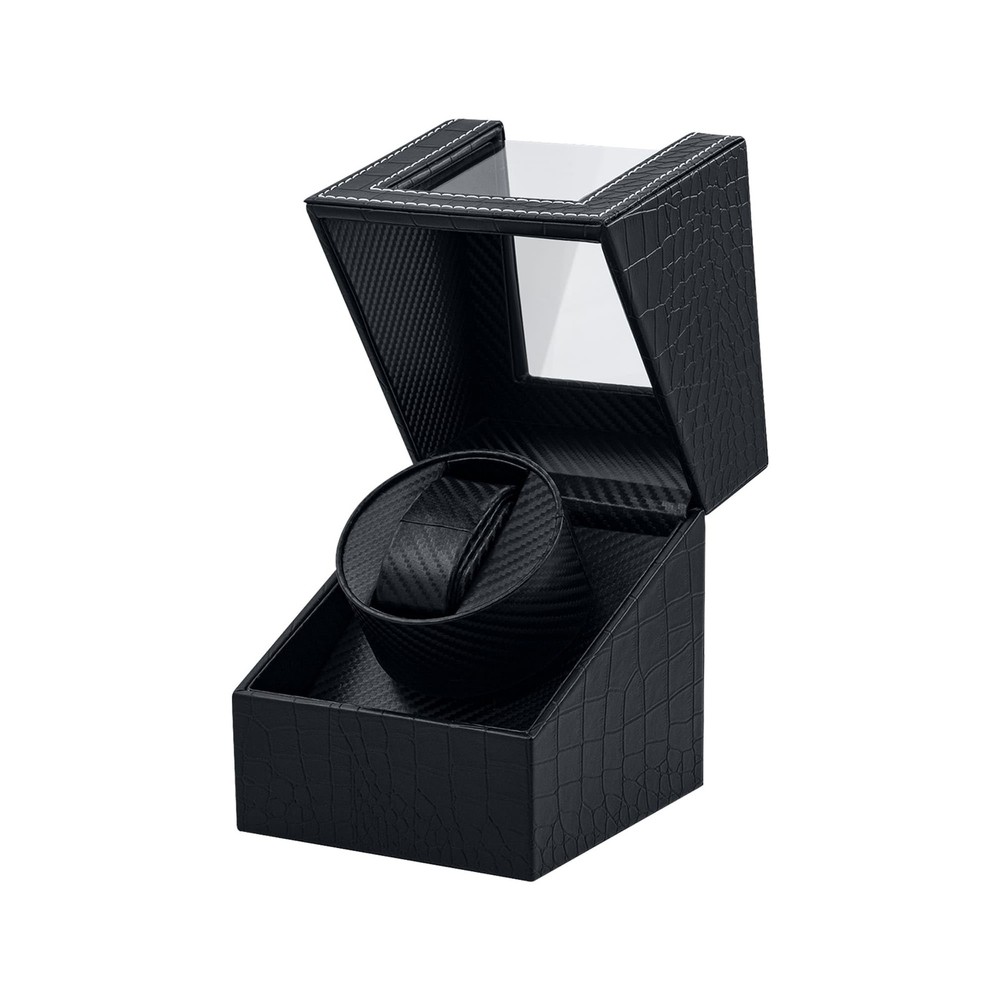 Mcbazel Single Watch Winder, Ultra Quiet Black Crocodile Pattern Leather