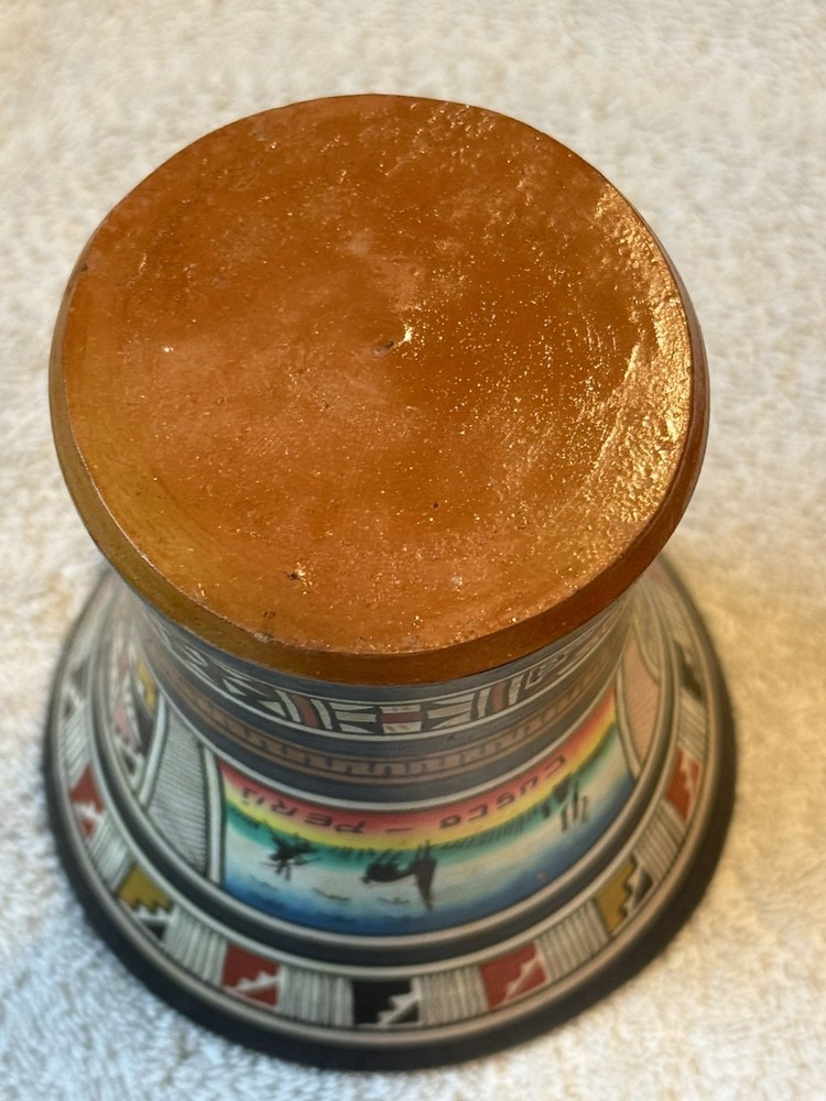 Cusco Peru Handmade Painted Vase - 4 inches tall