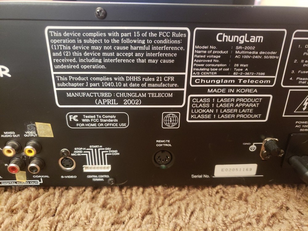 ChungLam ELF Multimedia Decoder DVD Karaoke Video CD SR-2002 Works Great!