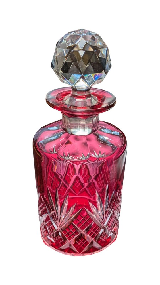 Cut Ruby Glass Vanity Bottle
