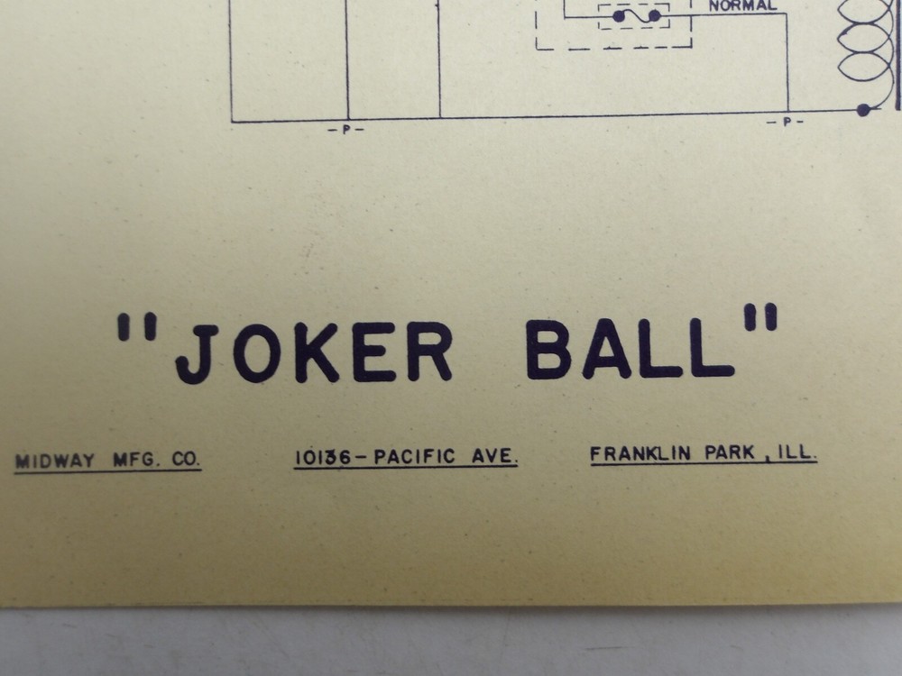 Midway: Joker Ball- Schematic  - NOS