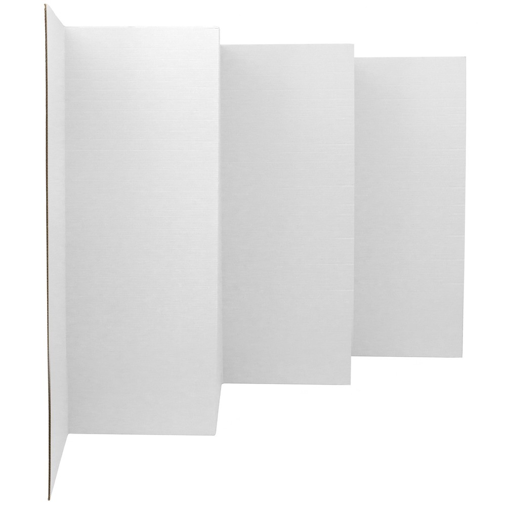 3 ft. Short White Temporary Cardboard Folding Screen - 6 Panels