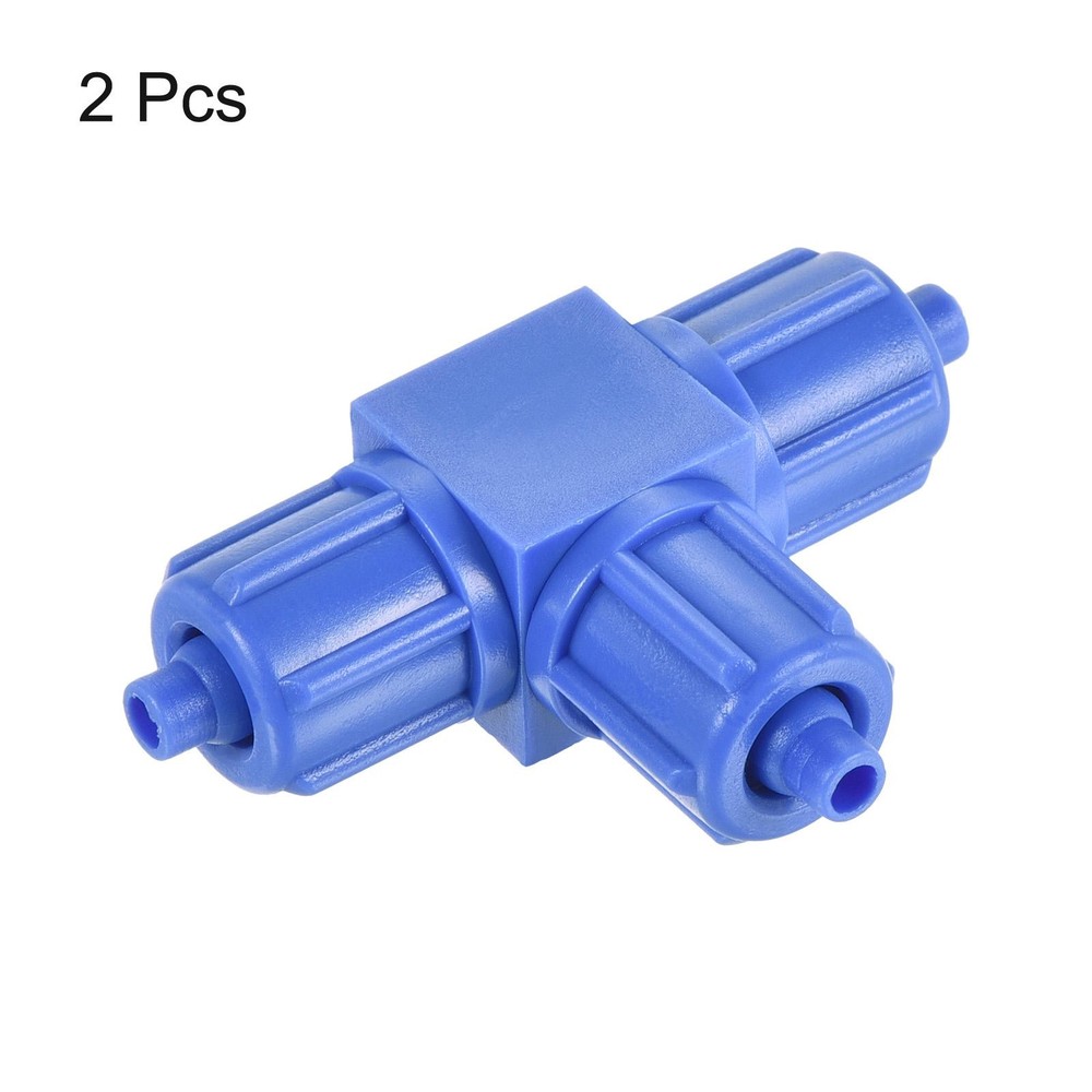 Compression Coupling 6mmx6mm OD Compression Tee Pipe Fittings Blue 2 Pack