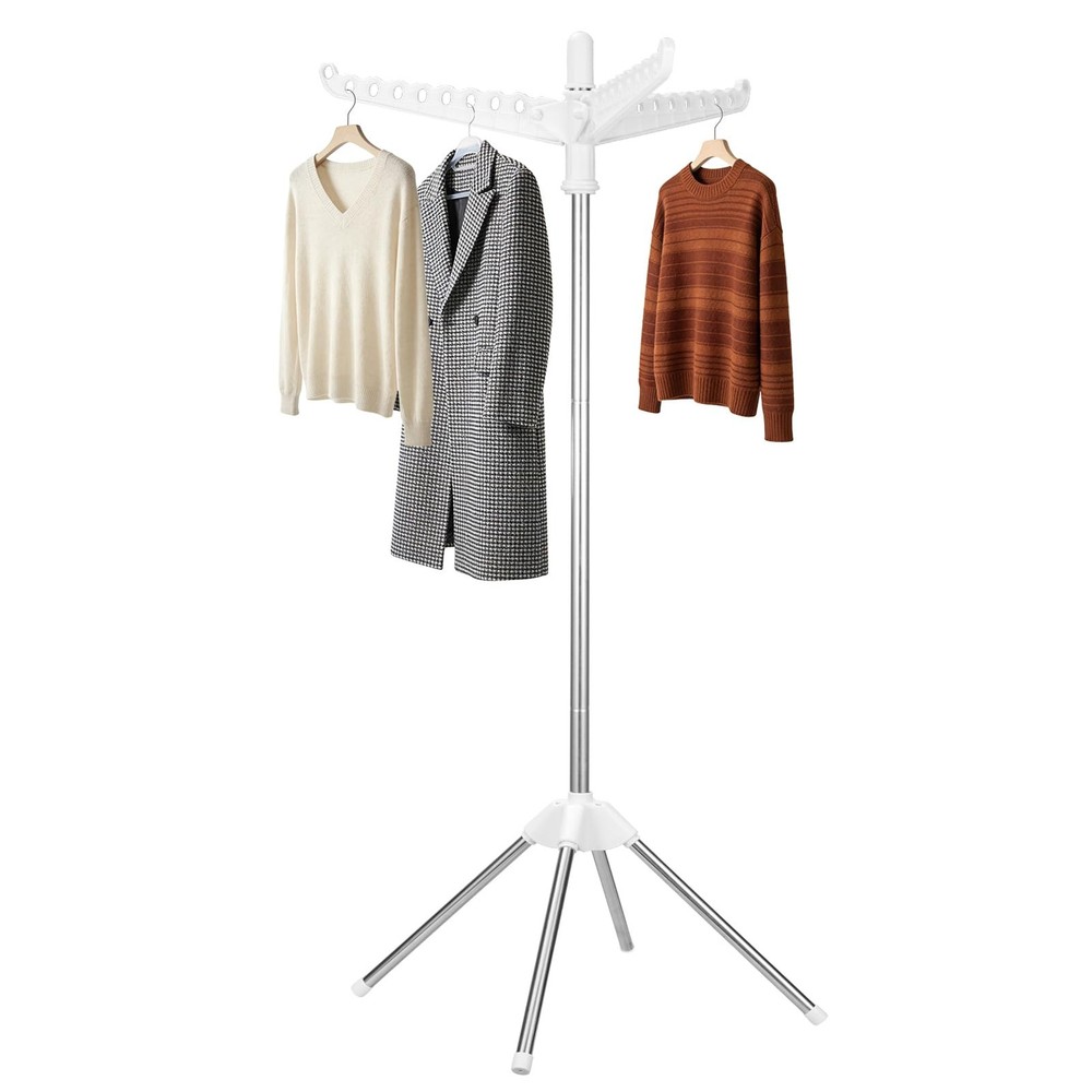 Rotatable and Foldable Clothes Drying Rack 59 Inch Laundry Drying Tree with 2...