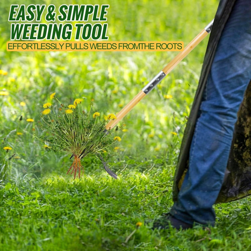 Weed Puller Tool Stand Up Heavy Duty Weed Remover Tool W/ Long Handle & 4-Claw