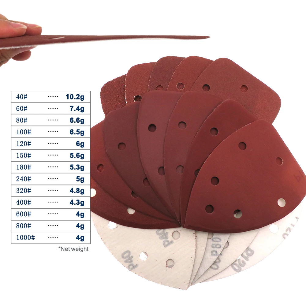 50PCS 140*98*mm 6 Hole Sanding Sheets Triangle Mouse Detail Sandpaper Hook & Loo
