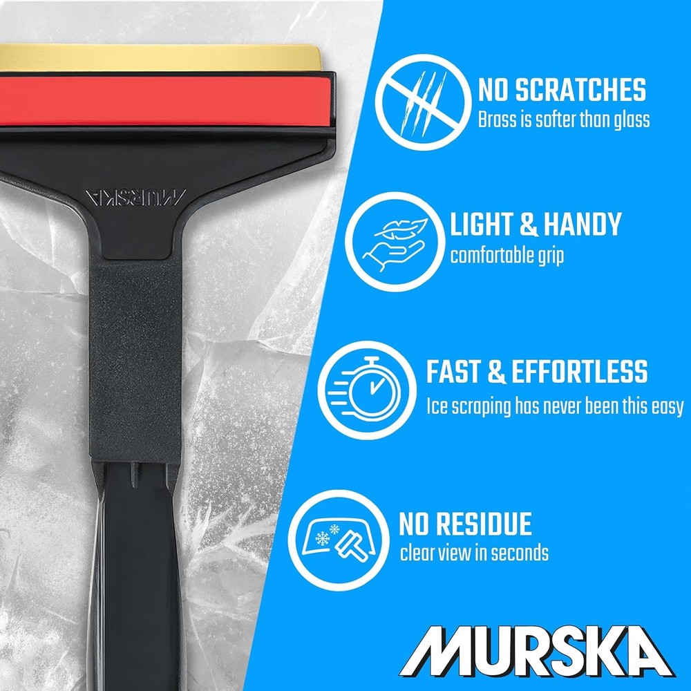 Ice Scraper Brass Blade 2 Pack Car Long Handle 14,5 Black - Red