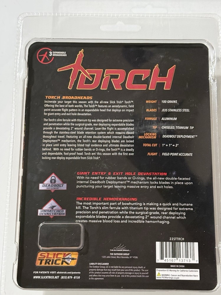 Slick Trick Torch 100 Grain Broadhead 3 Pack