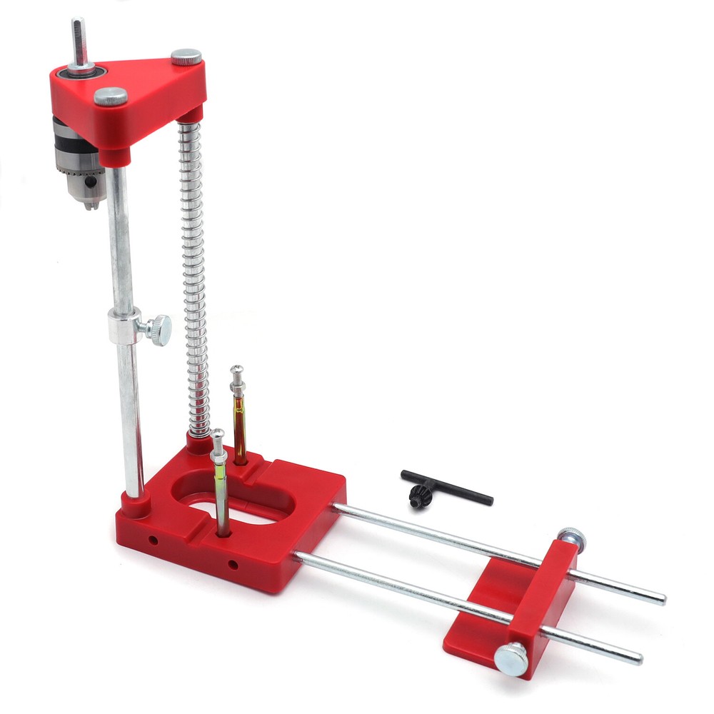 Red Woodworking Punch Locator Drill Guide Adjustable Hole Drilling Template Tool