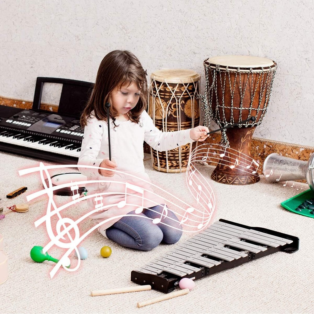 Percussion Glockenspiel Bell Kit 30Notes, Xylophone with Adjustable Height Frame