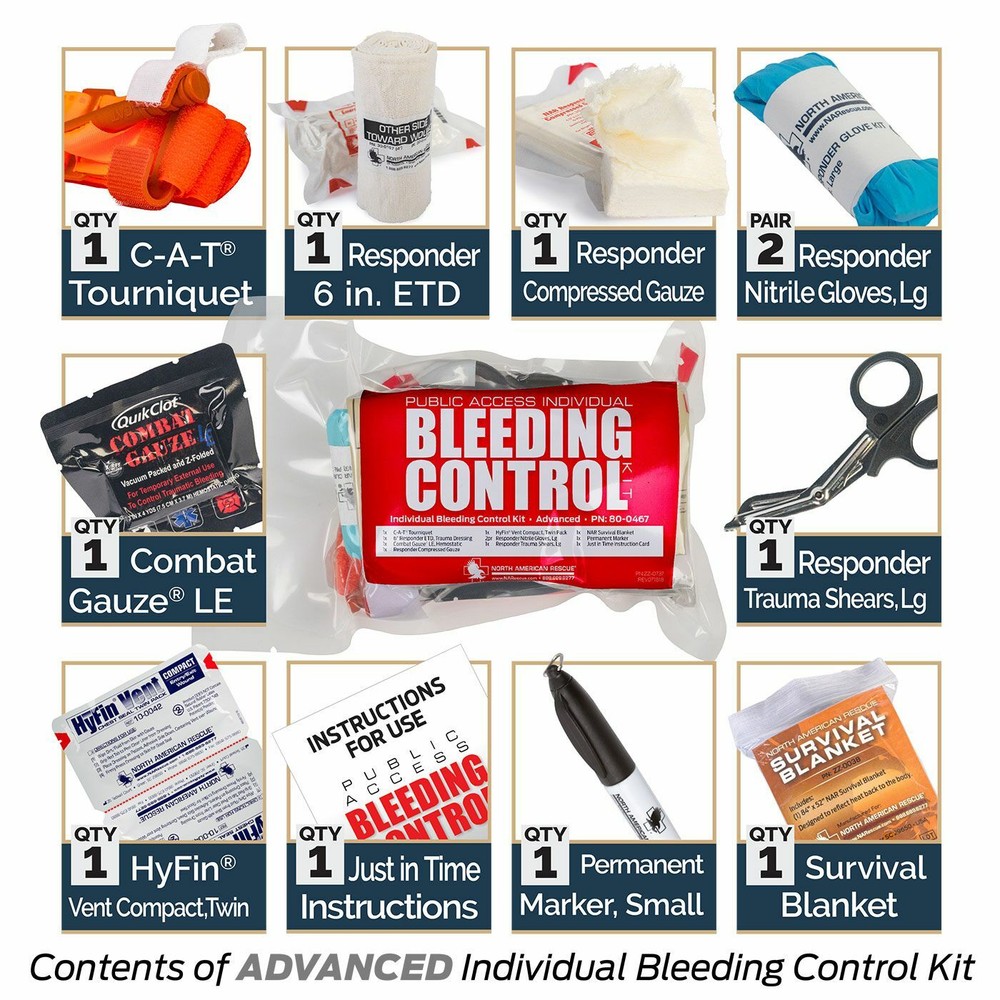 NAR- Public Access Bleeding Control Kit - Basic, Intermediate or Advanced