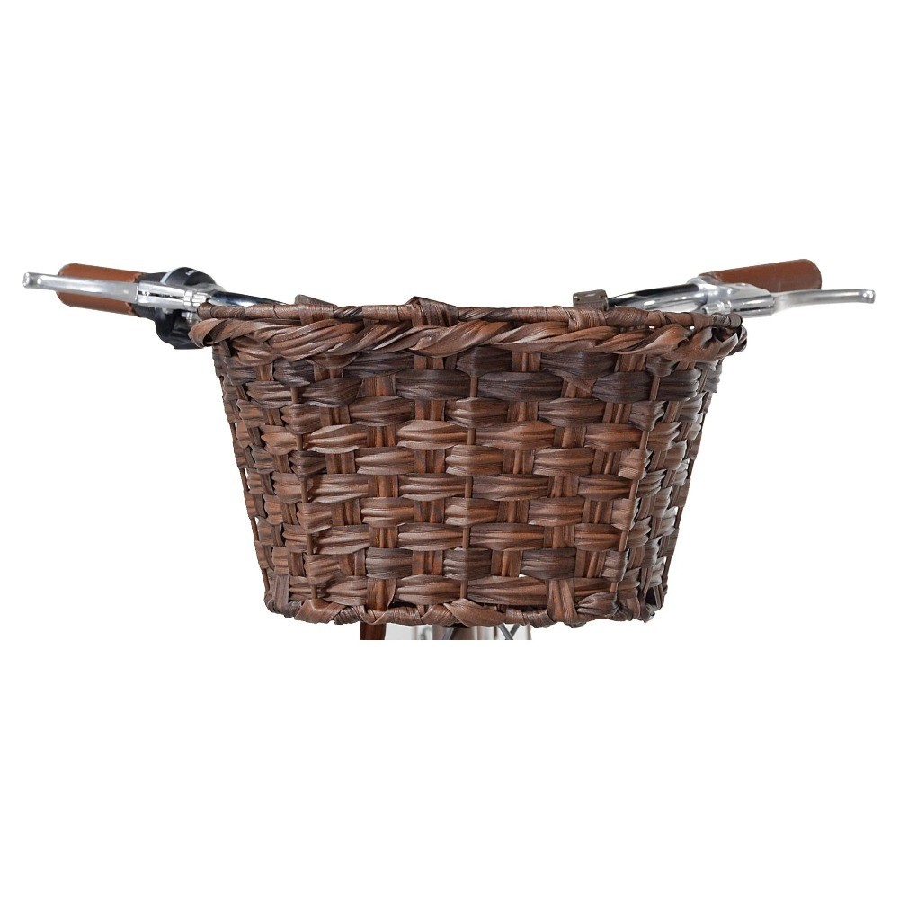 Woven Front Mount Bicycle Basket with Adjustable Straps Brown