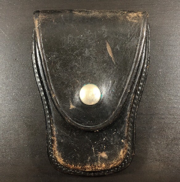 Tex Shoemaker Co Black Leather Cuff Case Handcuff Snap Belt Loop