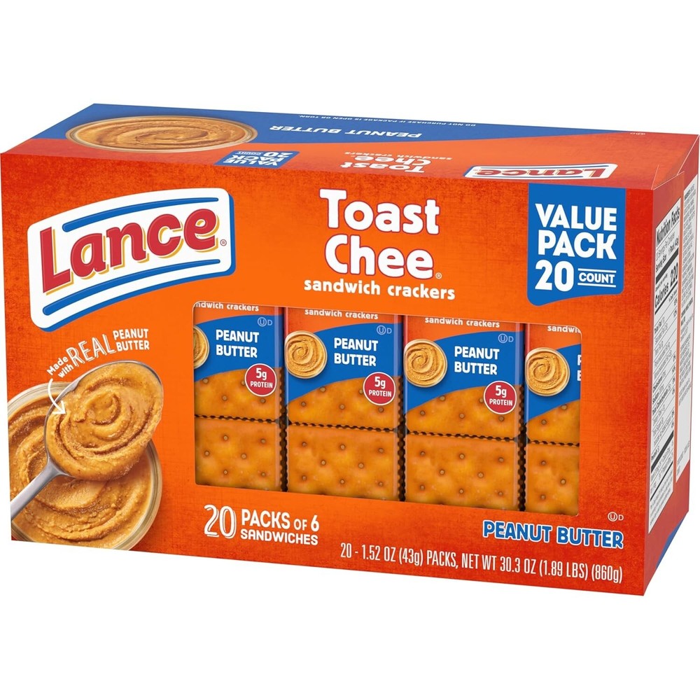 Lance Toast Chee Peanut Butter Sandwich Crackers - 20 Pack, 1.52 oz each