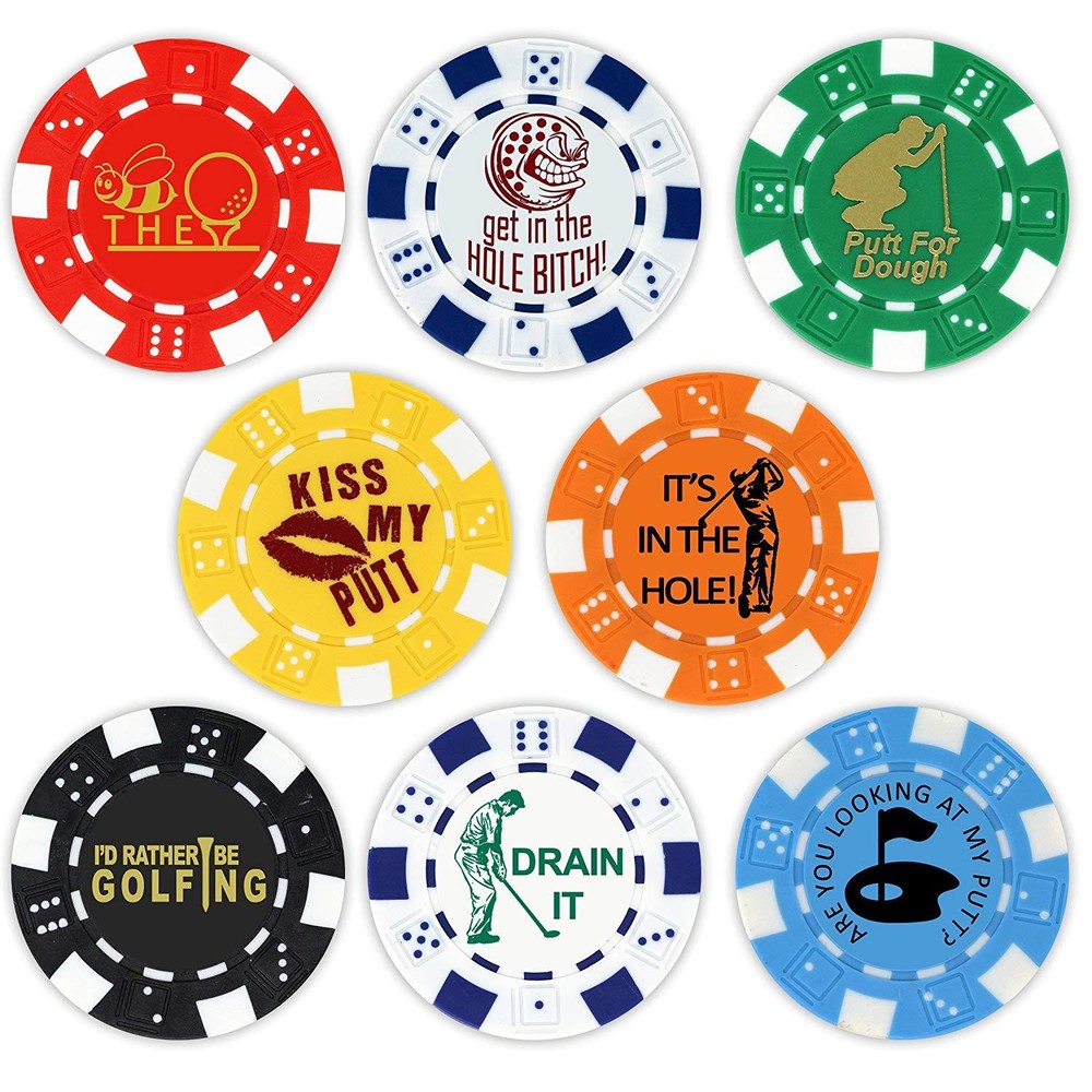 Golf Ball Marker Poker Chips, 8 chips (11.5 gram chips)