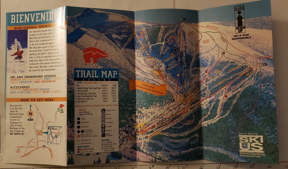 2003/04 SANTA FE SKI RESORT TRAIL MAP. MINT CONDITION