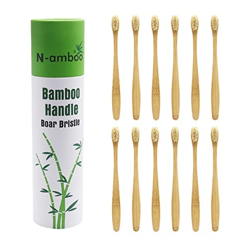 Boar Bristles Natural Toothbrush Eco-Friendly Biodegradable Zero Waste Pack o...