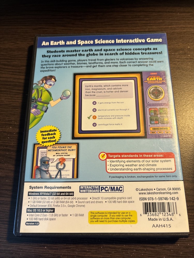 Adventure Earth: Science Game (2004) CD-ROM - Whiteboard Software - Lakeshore