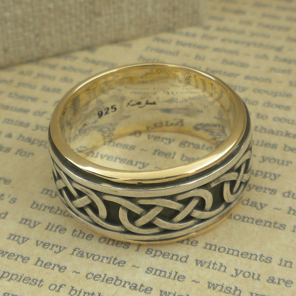 Sterling Silver & 10K Celtic Knot Wedding Ring KEITH JACK Various Sizes