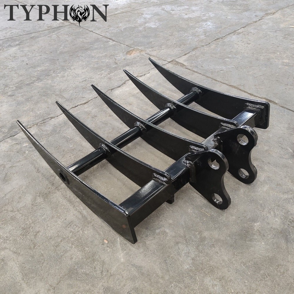 Mini Excavator Attachment TYPHON Rake for Grading, Leveling, Loosening, Removing