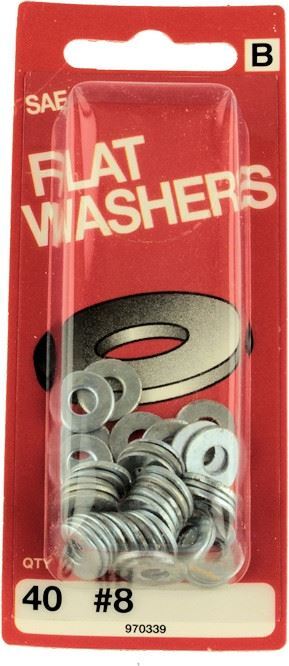 #8 SAE Flat Washers - 40 Pack
