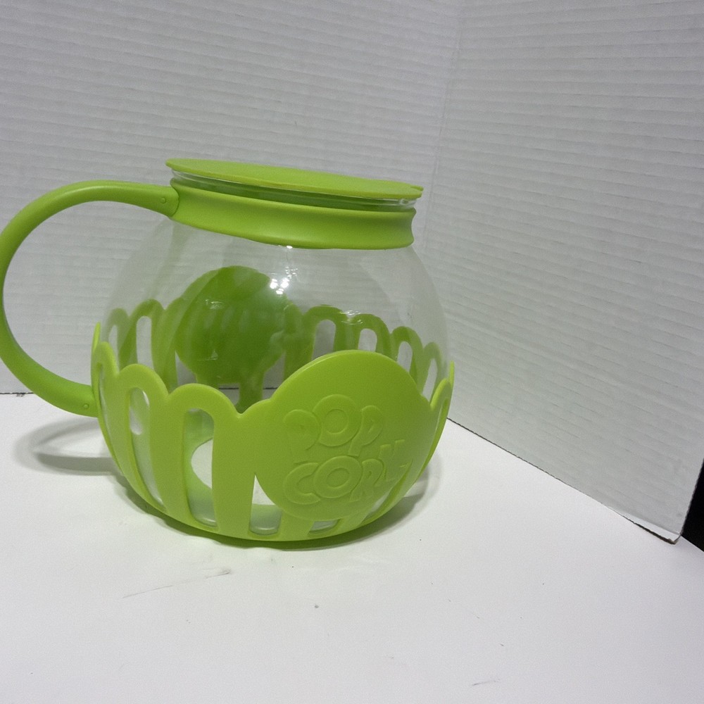 Ecolution Micro-Pop Microwave Popcorn Maker 3 QT Green Glass Silicone