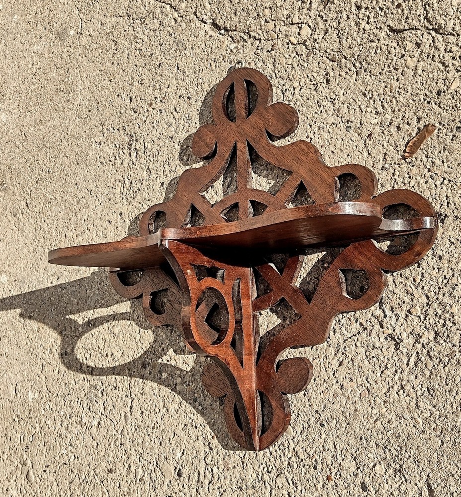 Vintage Antique Scroll Cut Solid Wood Wall Clock Shelf Nautical Fretwork