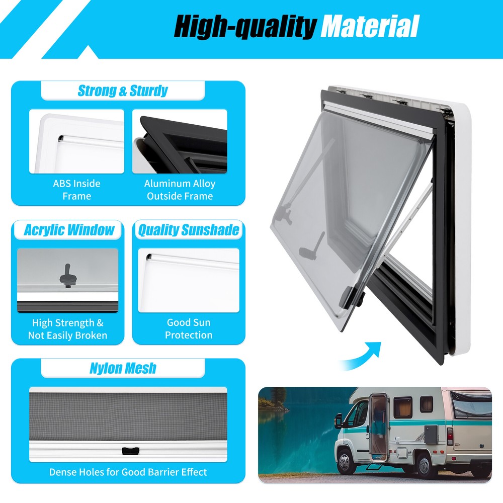 RV Caravan Extrapolated Ventilation Hinged Push Out Window Double Glazed Hatch
