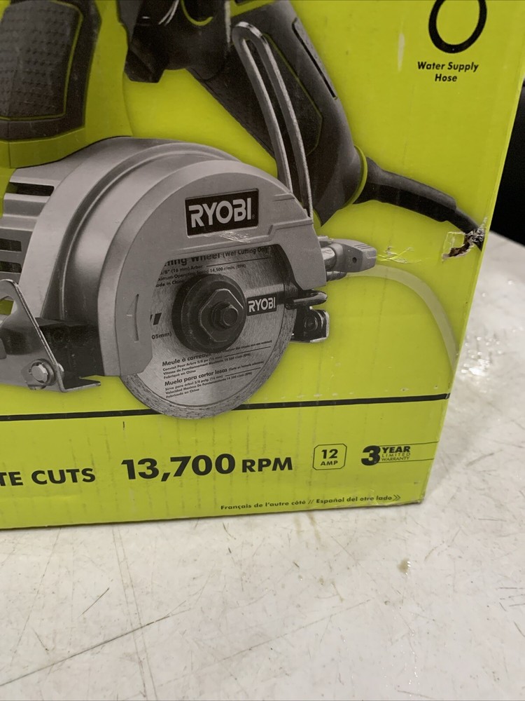 Ryobi 4 in. Tile Saw Handheld Powerful Motor Lock On Trigger Control Long Cuts