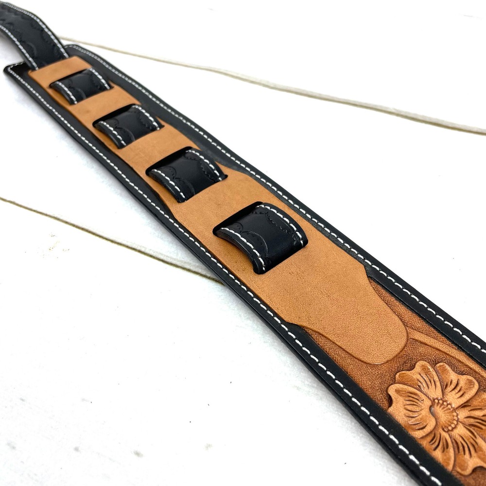 Walker & Williams LC-11 100% Handmade Leather Strap Hand Tooled Live Oak Pattern