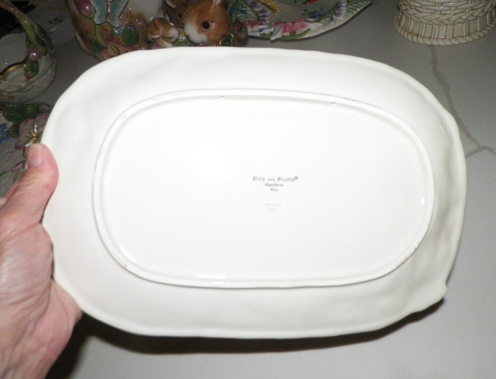 FITZ & FLOYD HAWTHORNE MEDIUM SERVING PLATTER 12" LONG & 8" WIDE