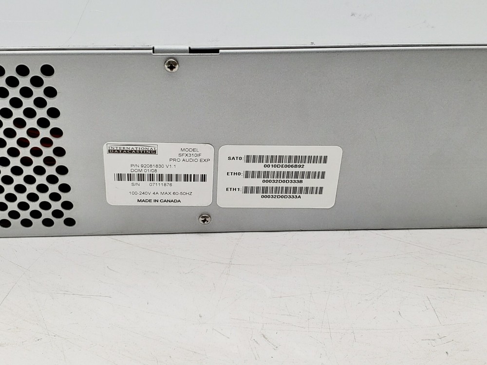 International Datacasting SFX3101F High-Performance Sat Receiver DVB-S/DVB-S2